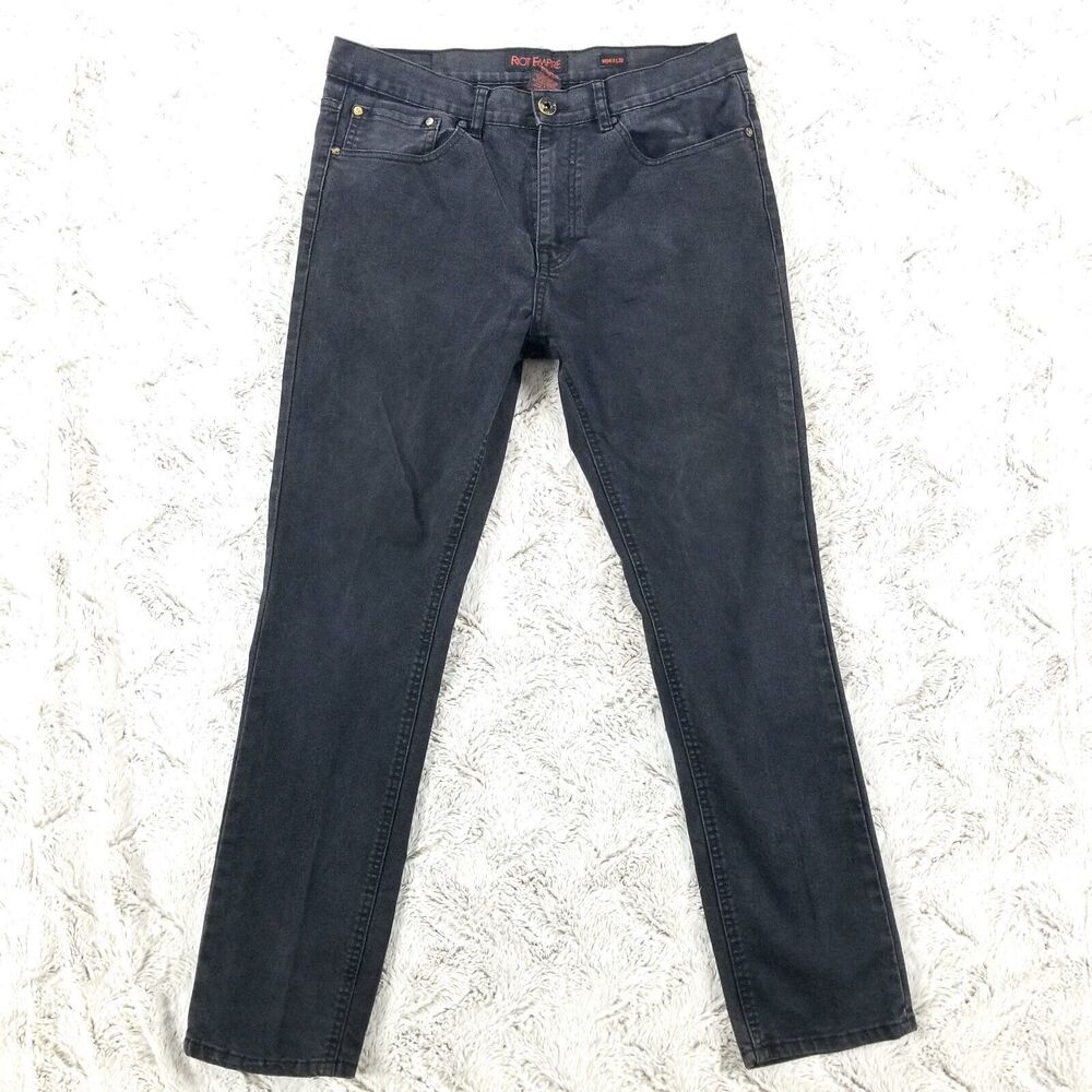 Riot empire jeans Mens 34×32 Black Slim Straight Dark Wash